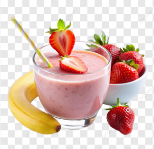 ميلك شيك الموز بالفراولة